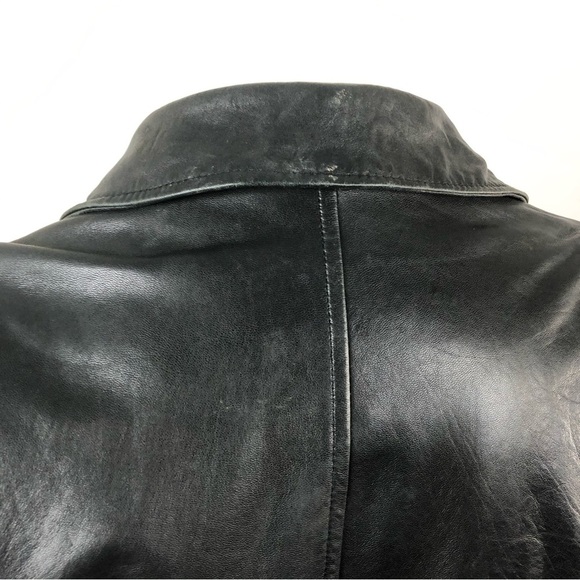 Kenneth Cole Reaction Leather Coat in Black Soft Leather with Belt feminine Sz M - Picture 5 of 12